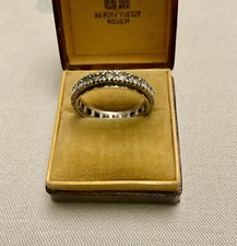 C1930 TOUR COMPLET OR 9 Ct Argent ART  DECO ANCIENNE BAGUE  SERTIE SAPHIR BLANC