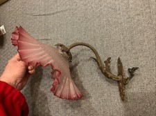 suspension dentelé opaline  ancien  Applique Murale Bronze Col de Cygne Art Deco