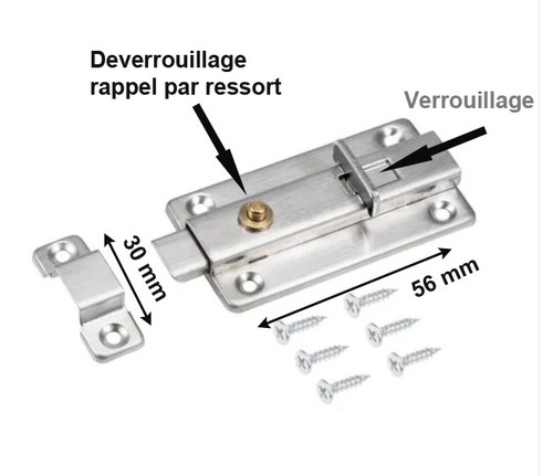 Verrou inox enclenchement et - inox,
