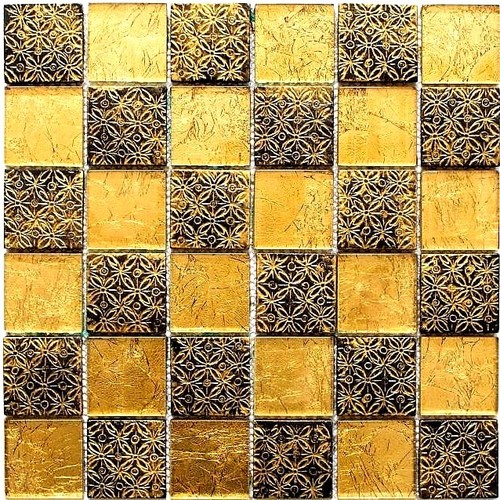 Mosaïque verre anthracite - mosaïque, or