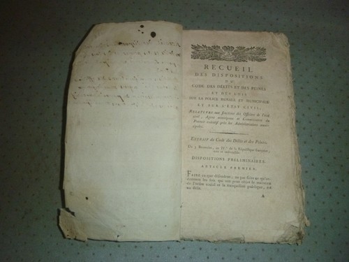 Recueil des dispositions - dispositions, du