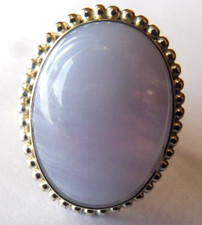 Bague en Calcédoine précieuse 23 x 19 mm de 24.Carats-taille 56-Argent massif