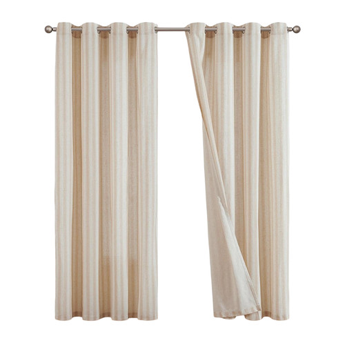 Rideau voile beige rayures - voile,
