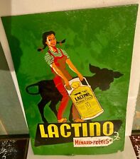 plaque publicitaire ancienne  tôle  Lactino Ménard-Frères produits ALIMENTAIRES