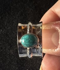 NEUVE MAGNIFIQUE BAGUE ANNEAU ARGENT ET TURQUOISE T57 ORIGINALE 