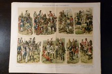  11 Planches chromolytho - Uniformes Décoration - Extrait Encyclopédie allemande