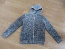 VESTE/GILET FILLE 8 ANS G 66 GRISE EN LAINE A CAPUCHE NEUVE SANS ETIQUETTE