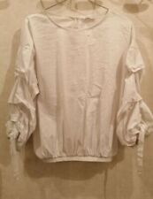 Blouse blanche coton manches bouffantes T38 cache cache (2502023)