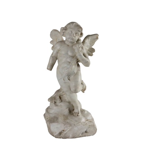 Angelot ancien marbre blanc - angelot,