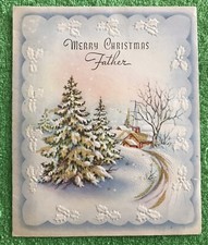 1940s XMAS Season's Greetings FATHER Antique Vintage Holiday Card & FREE GIFT! 