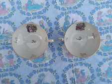 2 tasses bols anciens porcelaine limoges chadelaud décor romantique marquis