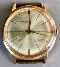 Rovia Watch 17 jewels, Incabloc. Montre vintage mécanique plaqué or. Fonctionne.