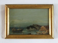 TABLEAU ANCIEN, bateau, bord
