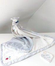 Doudou Plat/Couverture Guss Mouton/Agneau Bleu Blanc Gris Attache Tétine Noukies