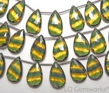 12 pcs Green Yellow HYDRO QUARTZ 24mm Faceted Teardrop Earring Beads /HQ50