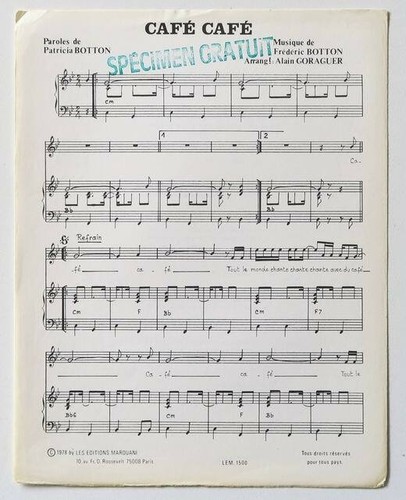 Partition vintage sheet - , music