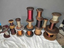 Lot de 15 Bobines de fil de cuivre émaillé ou soie, Touret bois