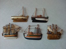 Lot de 5 aimants magnet bateau chalutier navire mats bois tissu