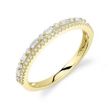 Bague D'Anniversaire En Diamant Baguette Alliance 14K Or Jaune 0.30CT Taille 7.5
