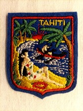 Écusson TAHITI Polynésie française en feutrine brodée - hauteur 6,6 cm