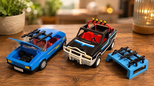 Vtg playmobil blue family car - vtg,