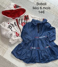 Ikks Boboli 6 MOIS Bébé Fille : Robe En Jean Et Veste A Capuche Hiver TBE
