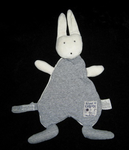 Doudou plat lapin gris - doudou,
