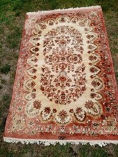 Tapis ancien d Orient D Hyderabad Pakistan Fait Main Laine et Soie 190x125cm