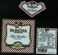 Allemagne Lot 3 Etiquettes Bière Irlbacher Premium Hefe Weissbier alkoholfrei