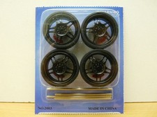 SET DE 4 JANTES TUNING NOIRES D34 mm + PNEUS 1/18 n°34 M3