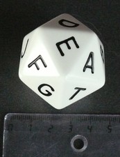 dé alphabet 20 faces du jeu