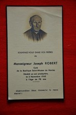 image décès Mgr J. ROBERT  2-11-1945 curé Nantes  santino memento RIP généalogie