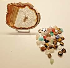 tranche d'agate + 45 pierres