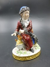 FIGURINE GARCON AU COIN DU FEU HIVER PORCELAINE ALLEMANDE DE SITZENDORF XIX