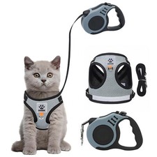 Harnais Chat Laisse pour Petit Chien Harnais Chaton Collier Réglable Gilet Re...