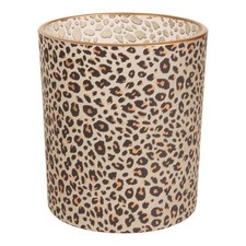 Photophore Léopard verre marron 10x10cm