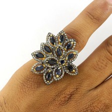Bague Saphir Bleu Et Diamant
