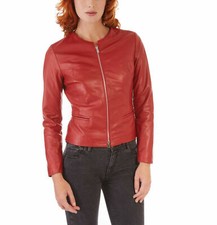 Veste sexy en cuir rouge pour