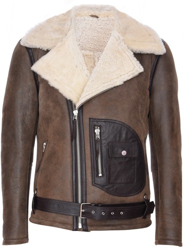 Veste cuir biker laine - cuir,