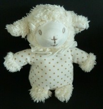 *. DOUDOU PELUCHE AVENE PEDIATRIL MOUTON AGNEAU BLANC POIS BEIGE COL TBE