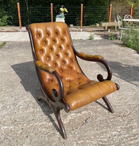 Fauteuil capitonné - , en