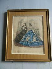 Cadre sous verre Mode Costume 1900 Gazette Rose Vêtement Robe Toilette de Bal