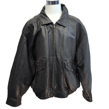 Blouson Cuir XXL Arcadia Noir 2XL Bomber Flight Jacket Veste Vintage |55c