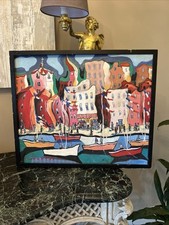 Antoine G Bogey, Tableau Représentant Une Scène De Ville, Huile Sur Carton