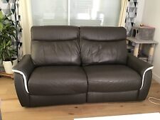 canapé relax 2/3 places assises et fauteuil cuir marron et blanc excellent état