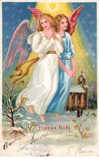 Ange - n°81427 - Joyeux Noël - Anges gardiens s'approchant d'une église