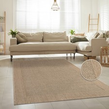 Tapis Intérieur & Extérieur Tissage À Plat Aspect Sisal Look Naturel Uni Beige