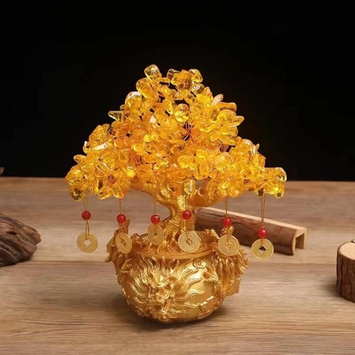 Crystal bonsai citrine - citrine, tree