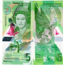 Caraibes EAST CARIBBEAN 5 Dollars 2021 POLYMER QEII REINE ELISABETH 2 Neuf UNC