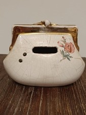 Ancienne tirelire  à casser " PORTE MONNAIE "  céramique porcelaine